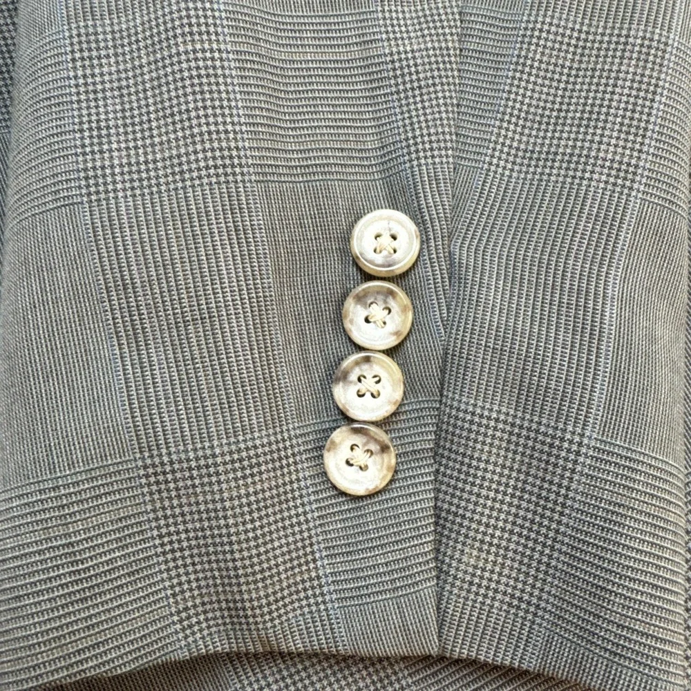 Hart Schaffner Marx Blazer Sz 42L Gray Plaid Sport Coat Suit Jacket USA VTG